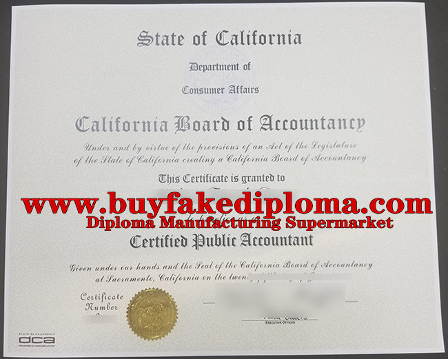Buy Fake California CPA Certificate