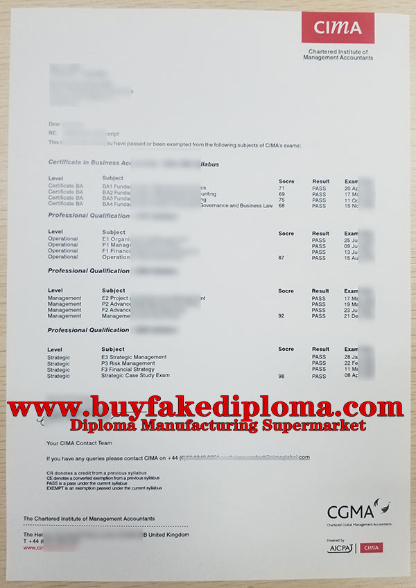 Where can I buy fake CIMA transcript certificates?