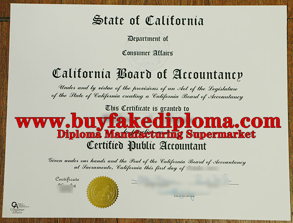 Fake CPA certificate sample