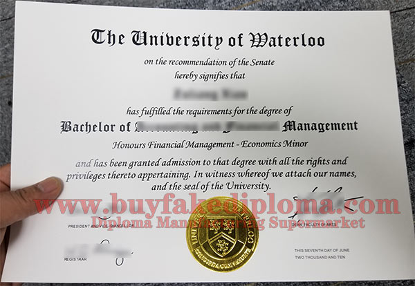 Buy The University of Waterloo certificate in Canada city