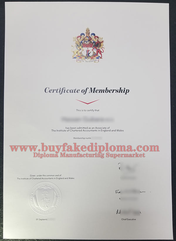 fake ICAEW ACA degree certificate sample