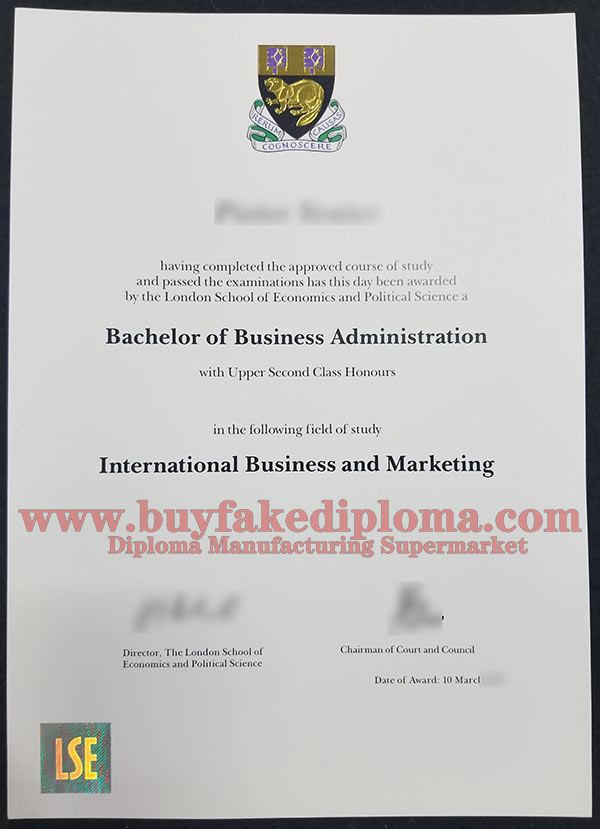 LSE BBA fake Degree Certificate Sample