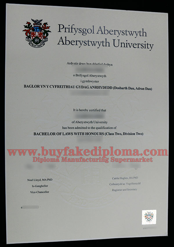 Aberystwyth University fake degree certificate sample