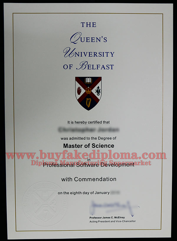 Fake Queen's University Belfast Diploma