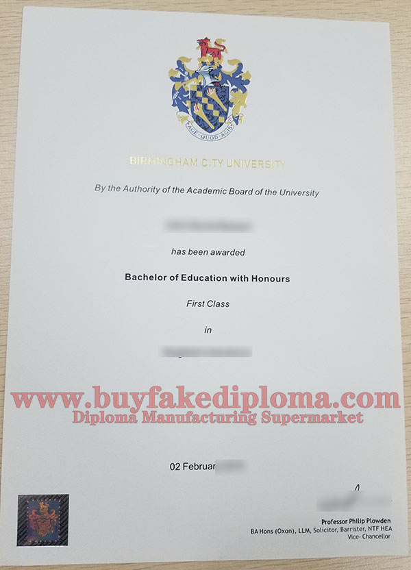 sample of Birmingham City University fake diploma