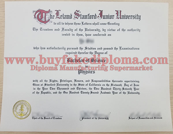 fake Stanford University degree sample