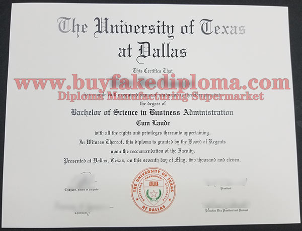 University of Texas at Dallas fake degree sample