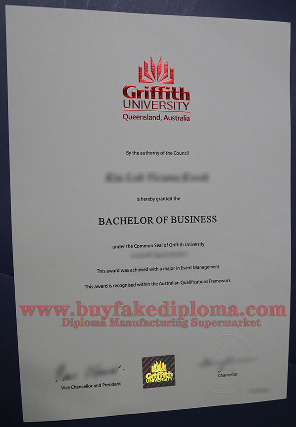 Fake Griffith University Degree sample