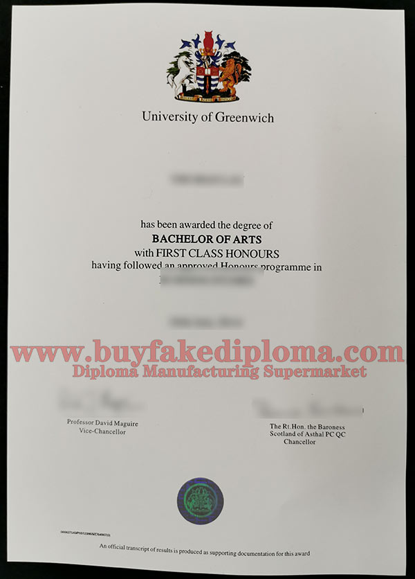 fake University of Greenwich degree sample