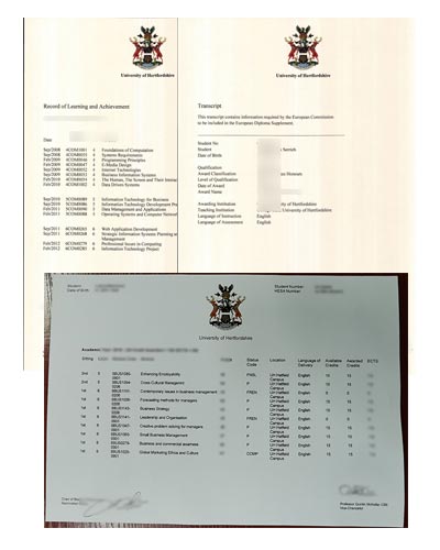 University of Hertfordshire Transcript sample