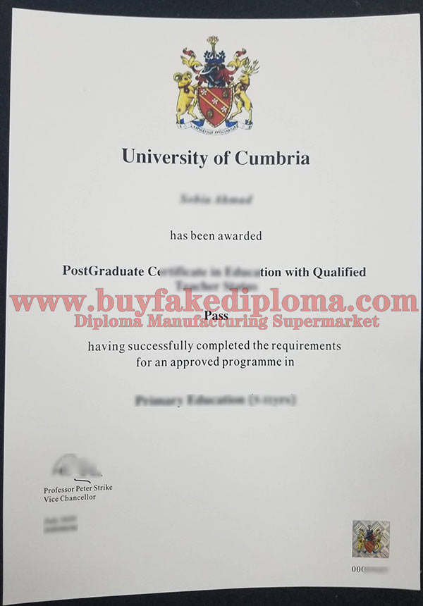 fake University of Cumbria degree