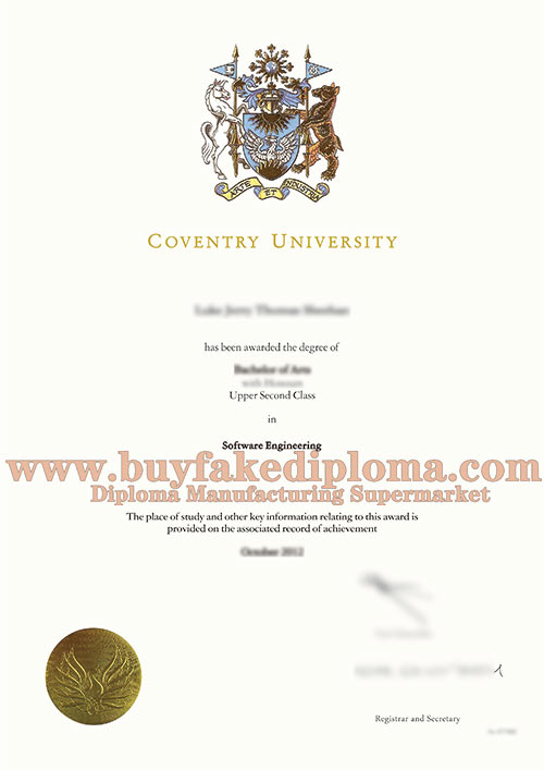 Fake Coventry University Diploma sample
