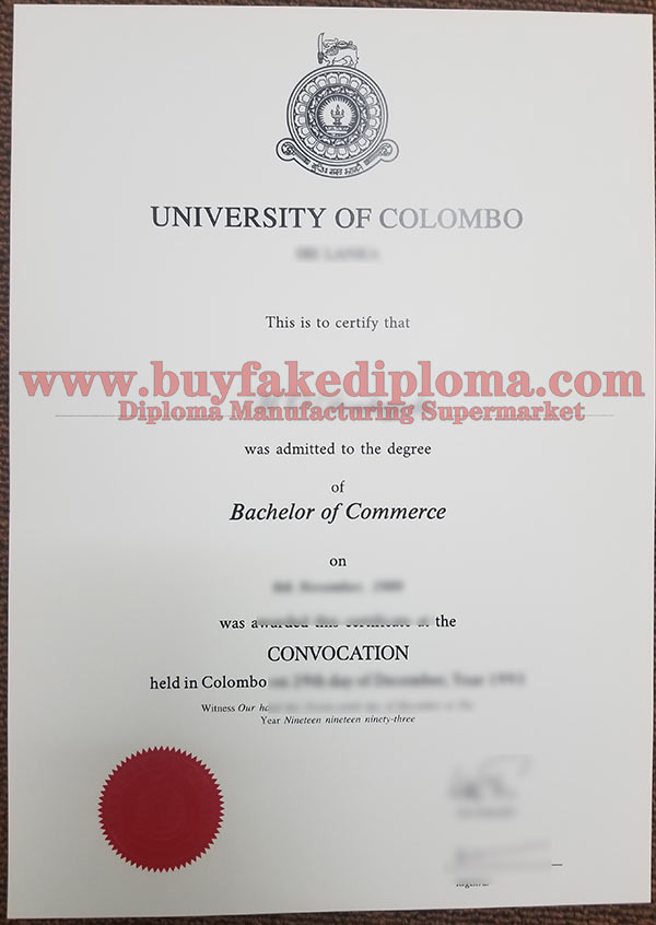 University of Colombo fake Degree diploma sample