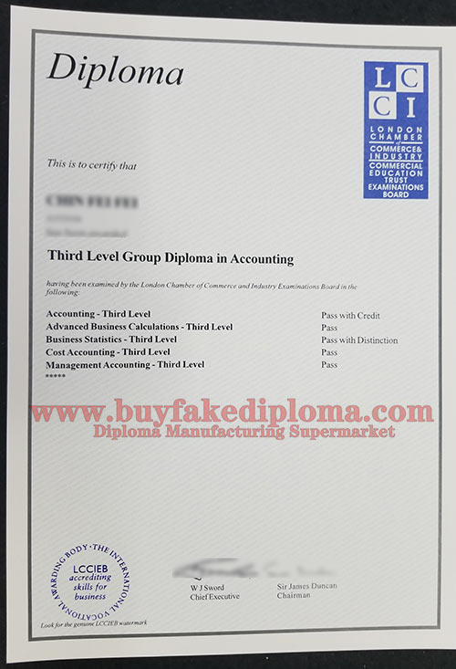 fake LCCIEB certificate samples