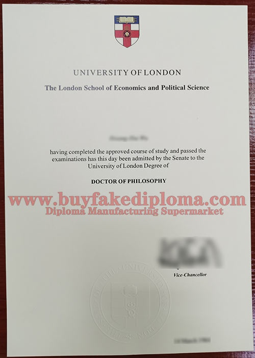 London School of Economics Fake Degree sample