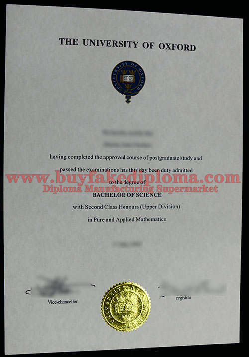 University of Oxford degree certificate sample