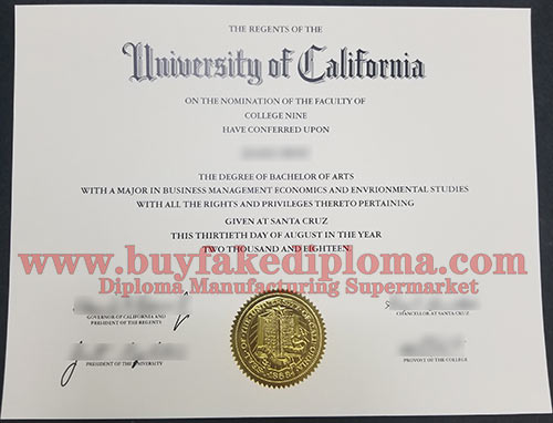 fake University of California—Santa Cruz diploma sample