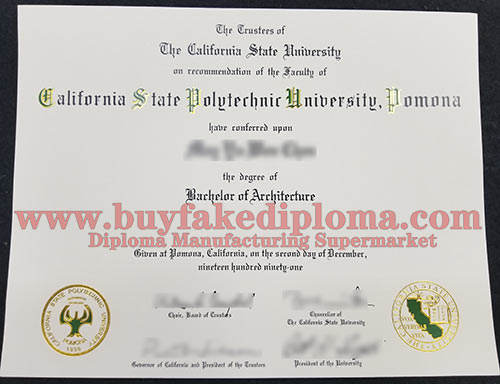 Cal Poly Pomona fake diploma degree sample
