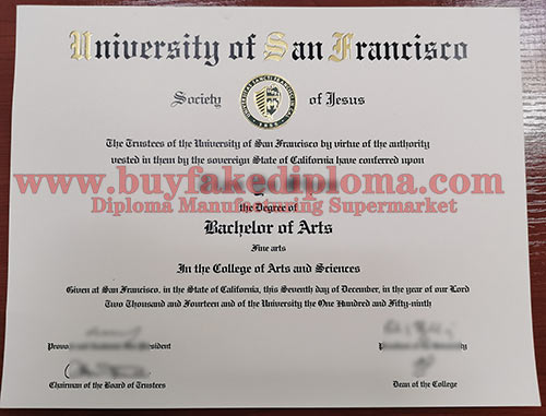 fake University of San Francisco diploma degree sample