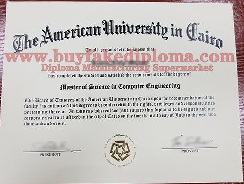 American University of Cairo diploma degree sample