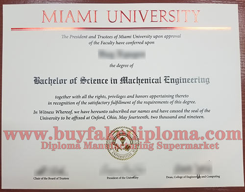 Miami University fake diploma degree sample