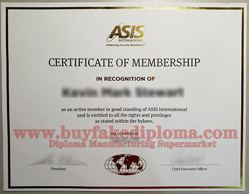 ASIS international certificate