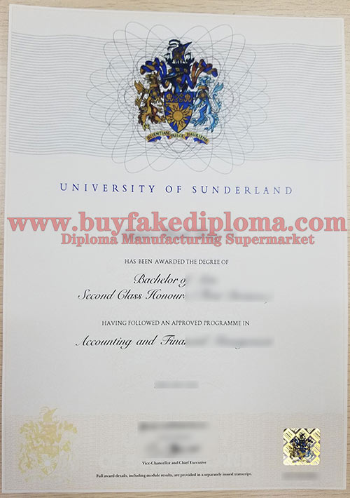 University Of Sunderland Degree certificate