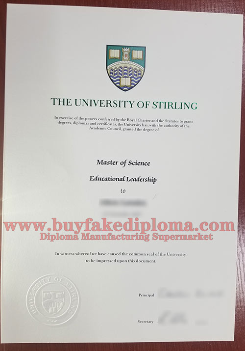 University of Stirling fake diploma certificate