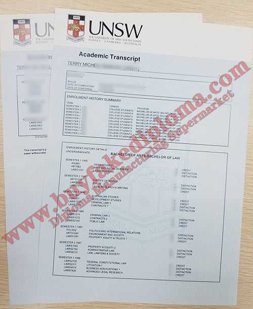 UNSW fake Transcript certificate