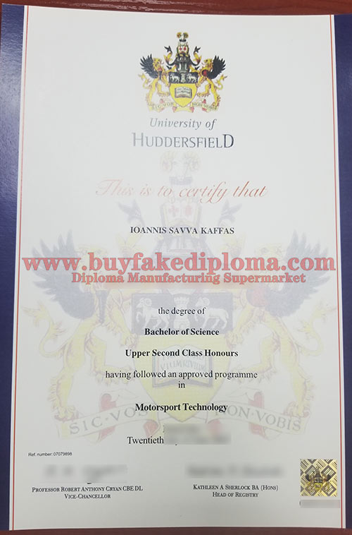 University of Huddersfield diploma certificate