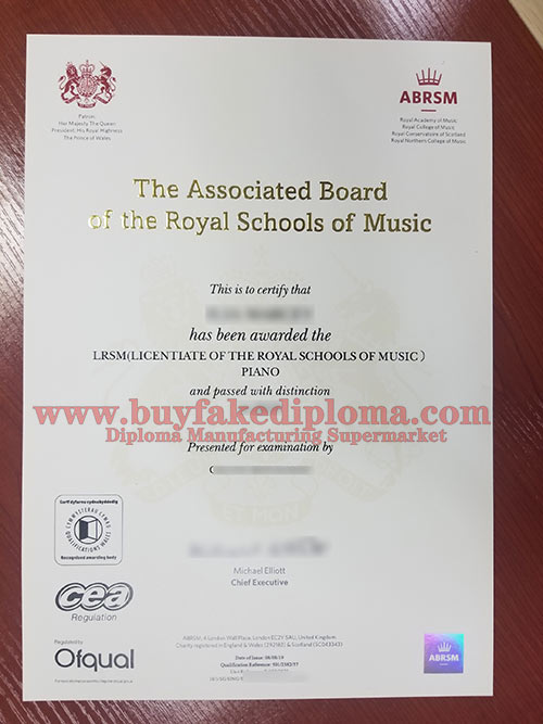 Royal College of Music diploma certificate