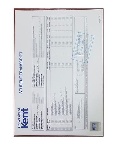 University of Kent(UKC) Transcript certificate