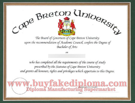 Cape Breton University diploma certificate