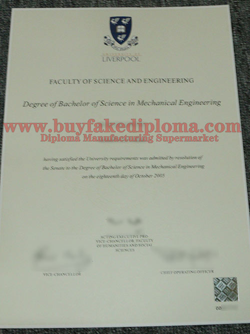 University of Liverpool degree certificate