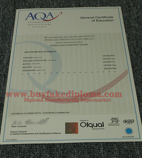 Buy AQA certificate