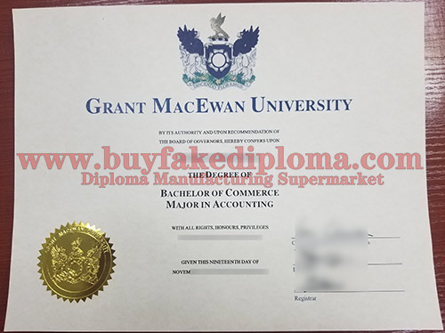 MacEwan University degree certificate