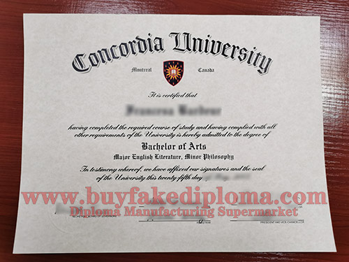 Concordia University diploma degree certificate