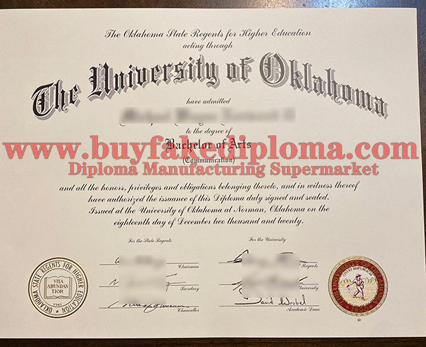 University of Oklahoma degree certificate