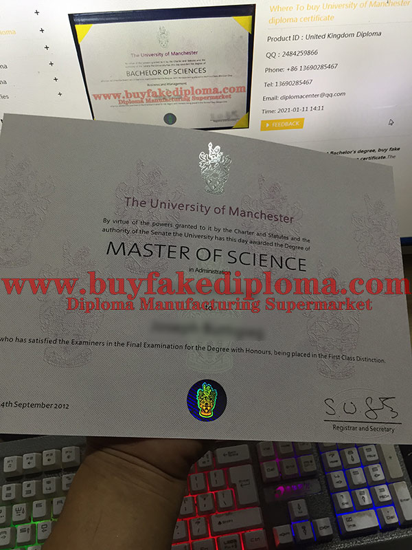 University of Manchester degree certificate