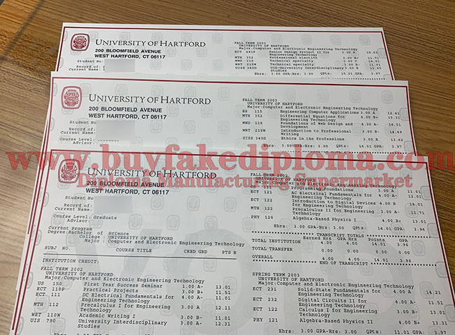 University of Hartford Transcript