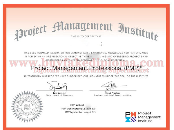 PMP fake certificates sample