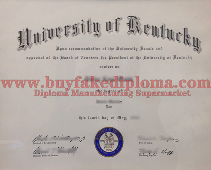 University of Kentucky degree certificate