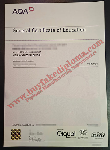 fake AQA certificate