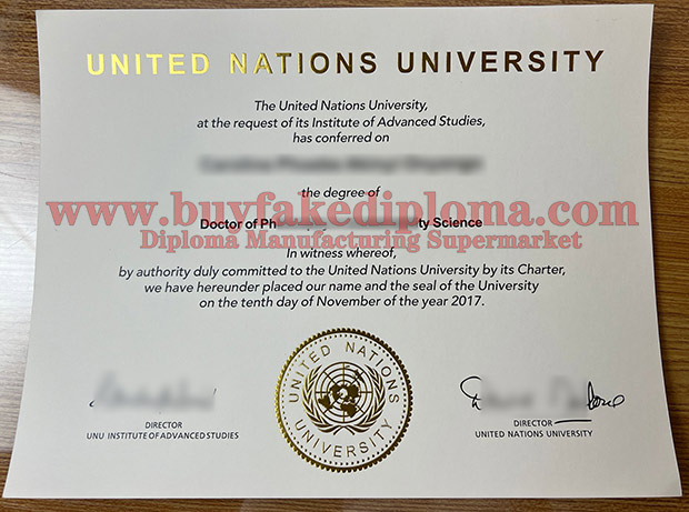 UNU fake Diploma Sample