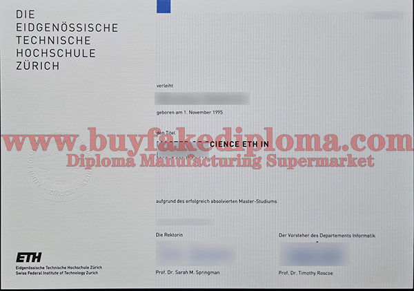 ETH Zurich Fake Degree Certificate