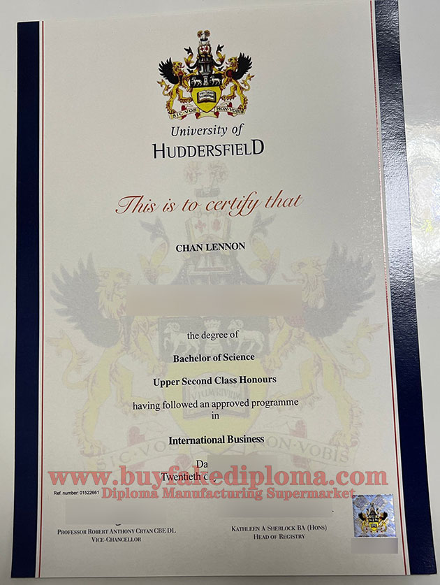 University of Huddersfield degree certificate