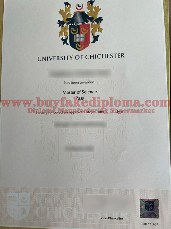 fake University of Chichester degree certificate