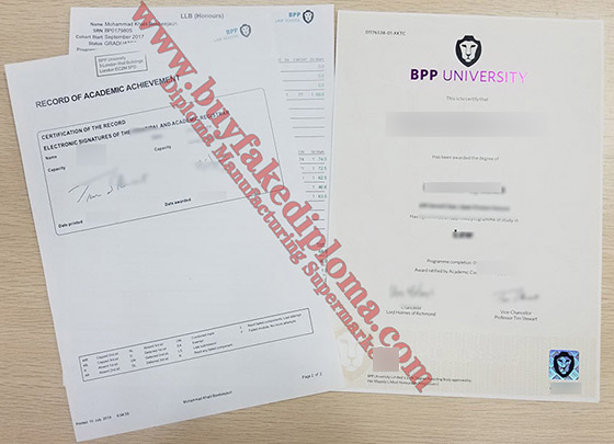 Fake BPP University Bachelor of Laws degree