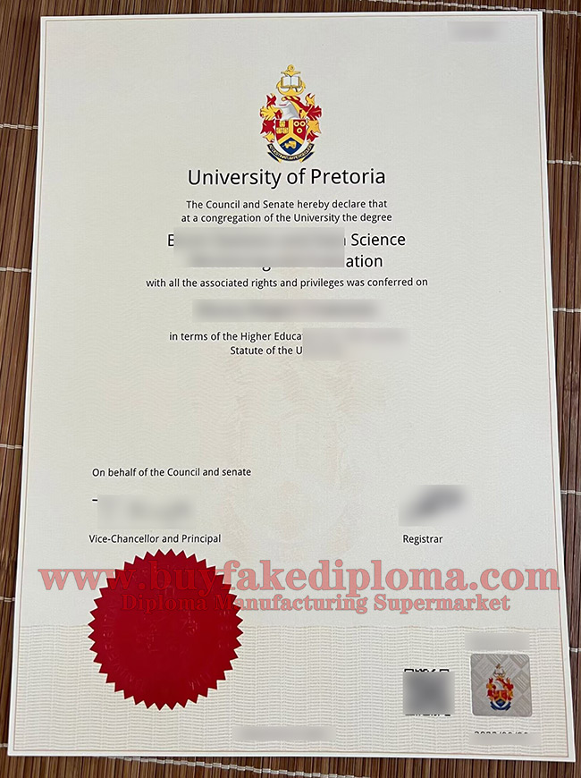 fake University of Pretoria certificate