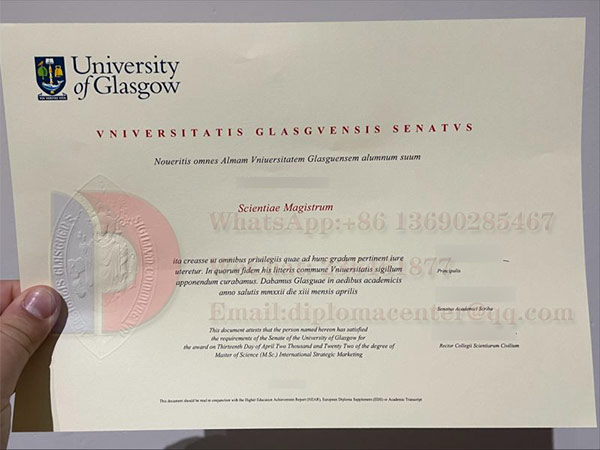 University Of Glasgow degree certificate